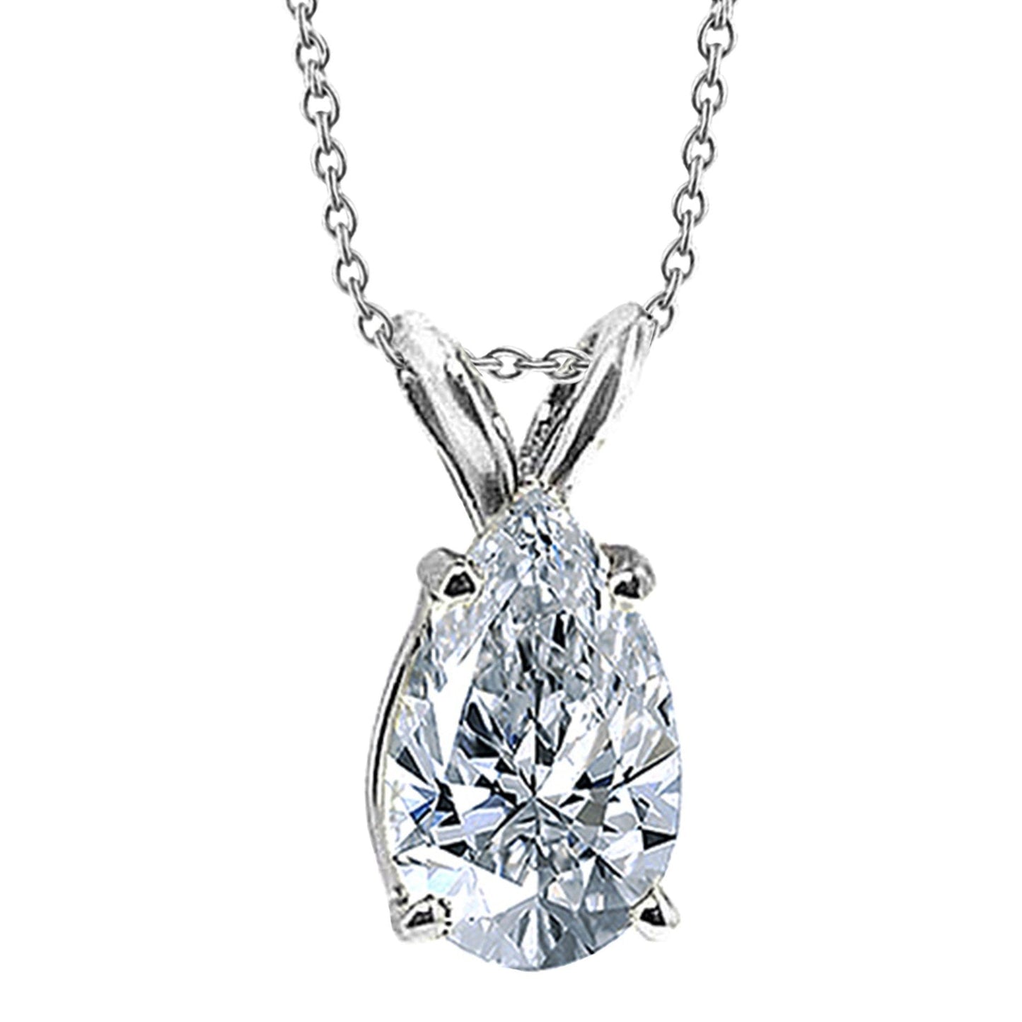 Echt Riesiger Birnendiamant 4 Karat Anhänger Schmuck Goldhalskette