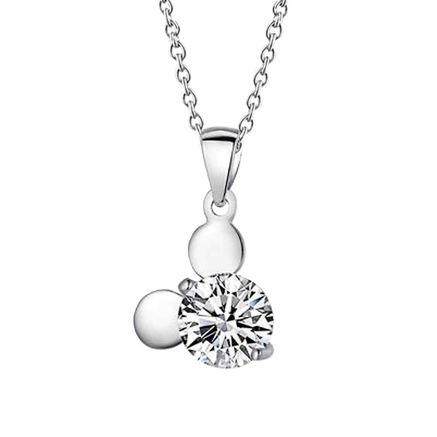 Echt Runde Aus der Erde Abgebauter Natürlicher Diamant-Anhänger-Halskette im Brillantschliff 2.50 Karat Weißgold 14K