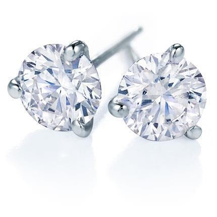 Echt Runde Aus der Erde Abgebauter Natürlicher Diamant-Ohrstecker 2,40 Karat Weißgold 14K