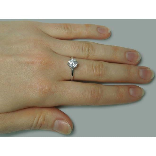 Echt Runde Form Aus der Erde Abgebauter Natürlicher Diamant Damen Solitärring 1,57 ct. Weißes Gold