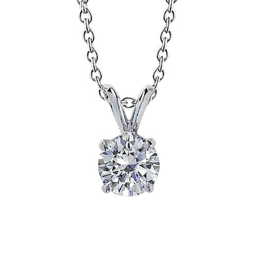 Echt Runden Aus der Erde Abgebauter Natürlicher DiamantLady Solitaire Halskette Anhänger 1 Karat Weißgold 14K