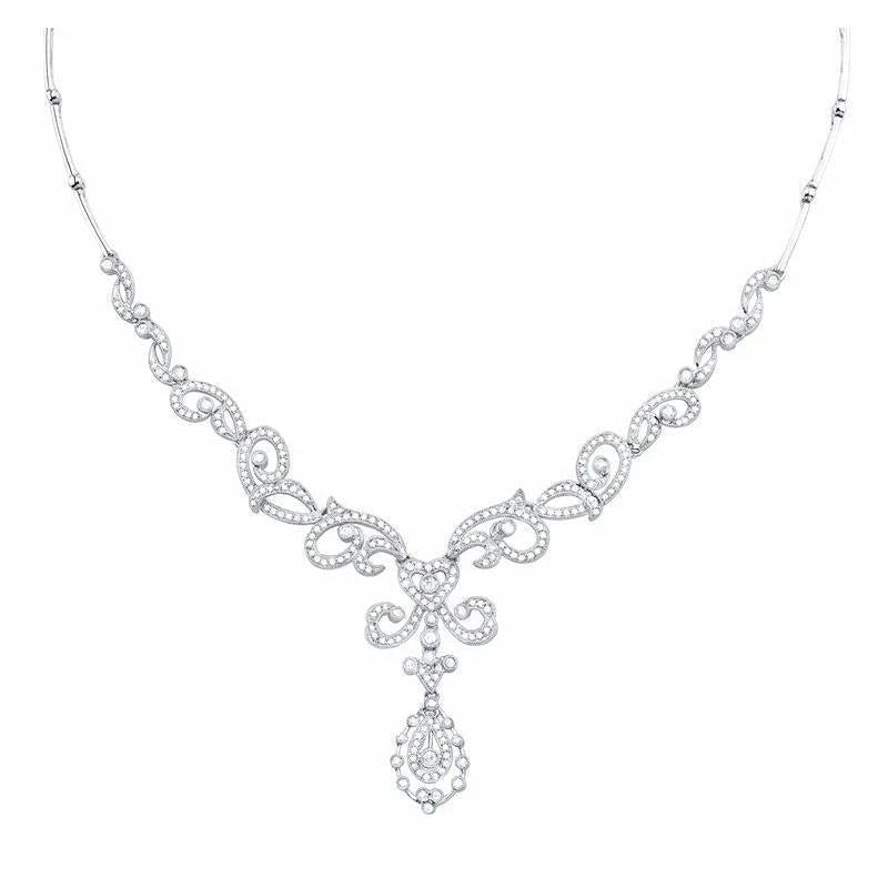 Echt Runder Aus der Erde Abgebauter Natürlicher Diamant Damen Halskette Weißgold Schmuck 8 Karat
