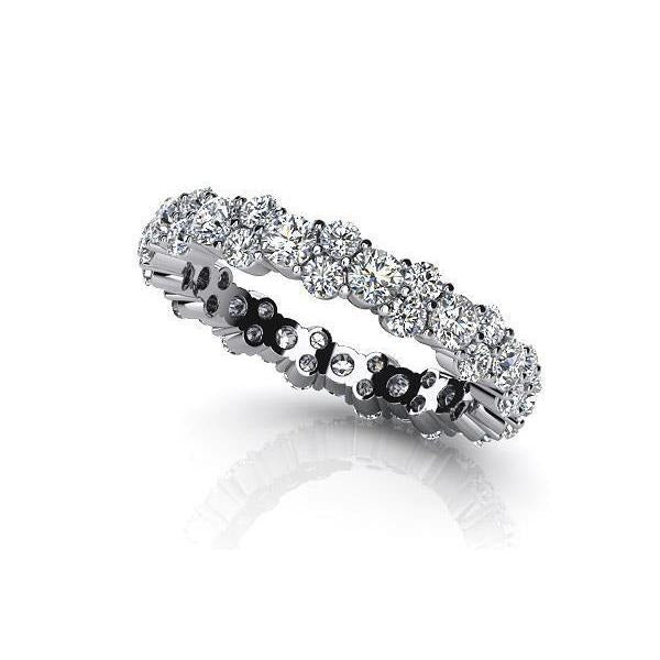 Echt Runder Aus der Erde Abgebauter Natürlicher Diamant Eternity Band 3 Karat Weißgold 14K Schmuck