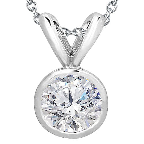 Echt Runder Aus der Erde Abgebauter Natürlicher Diamant-Halsketten-Anhänger 1,5 Karat Weißgold 14K