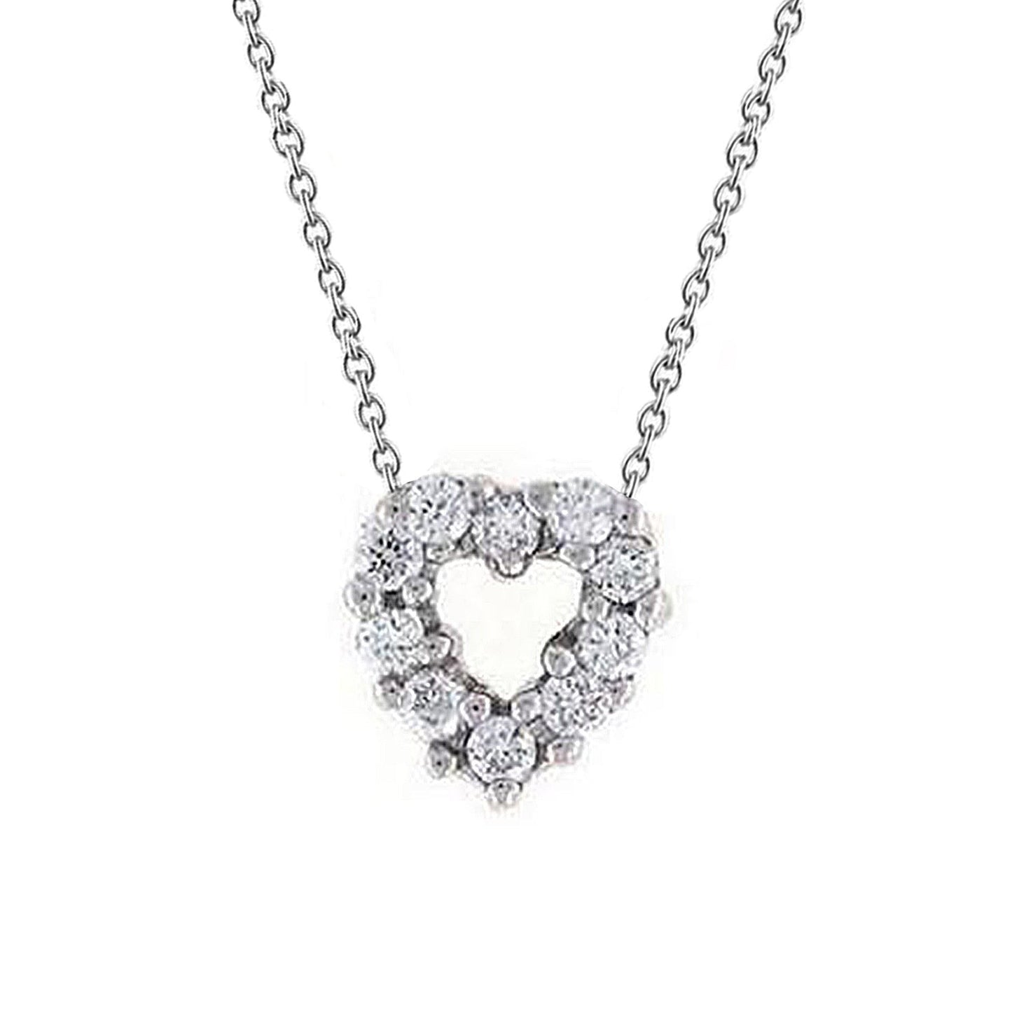 Echt Runder Aus der Erde Abgebauter Natürlicher Diamant-Herz-Halsketten-Anhänger 1.50 Karat Weißgold 14K