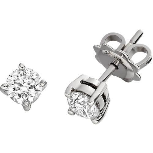 Echt Runder Aus der Erde Abgebauter Natürlicher Diamant Ohrstecker 2 Karat Weißgold 14K Damen Schmuck