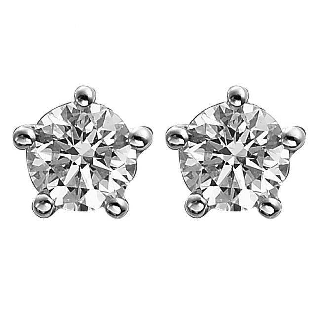 Echt Runder Aus der Erde Abgebauter Natürlicher Diamant Ohrstecker 2,10 Karat Weißgold Schmuck