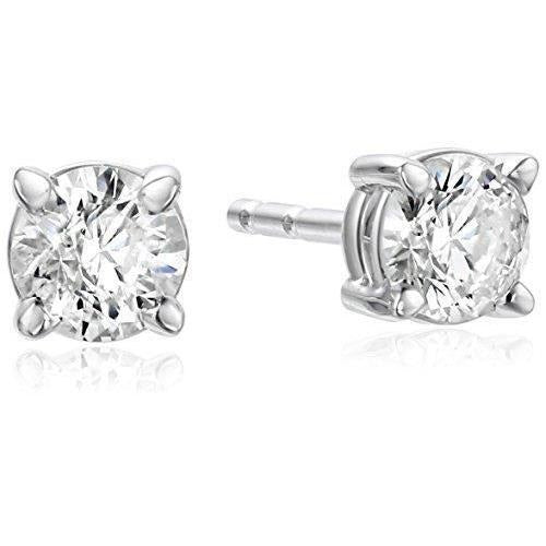 Echt Runder Aus der Erde Abgebauter Natürlicher Diamant-Ohrstecker 3,5 Karat Krappenfassung Weißgold 14K