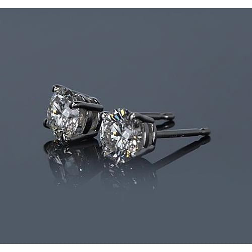 Echt Runder Diamant-Ohrstecker-Korb-Set Ohrring 1,50 Karat Weißgold 14K