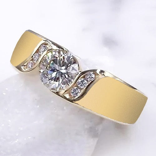 Echt Runder Diamant-Verlobungsring 1,80 Karat Gelbgold Schmuck Neu