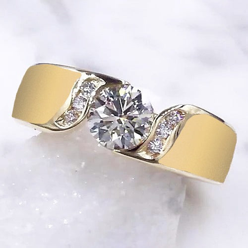 Echt Runder Diamant-Verlobungsring 1,80 Karat Gelbgold Schmuck Neu
