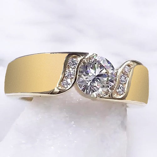 Echt Runder Diamant-Verlobungsring 1,80 Karat Gelbgold Schmuck Neu