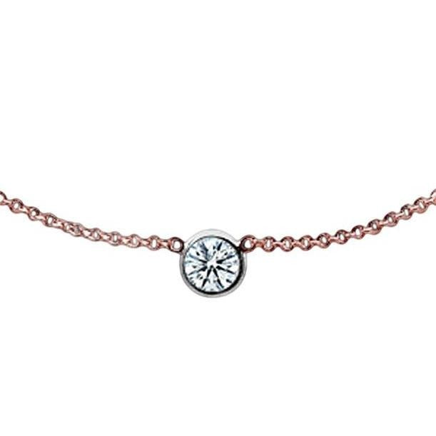Echt Runder Aus der Erde Abgebauter Natürlicher Diamant Yards Halskette Rose Anhänger 2 Karat Weißgold 14K