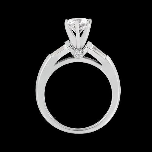 Echt Runder Aus der Erde Abgebauter Natürlicher Diamanten und Baguette Aus der Erde Abgebauter Natürlicher Diamanten 1,25 Karat Drei-Steine-Ring Weißgold Neu