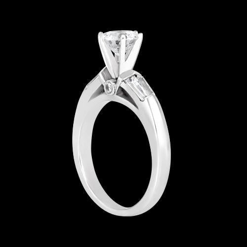 Echt Runder Aus der Erde Abgebauter Natürlicher Diamanten und Baguette Aus der Erde Abgebauter Natürlicher Diamanten 1,25 Karat Drei-Steine-Ring Weißgold Neu