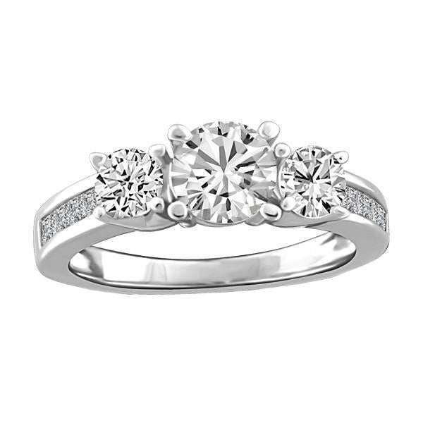 Echt Rundschliff Aus der Erde Abgebauter Natürlicher Diamant 3 Stein 3.50 Karat Verlobungsring 14K Weißgold