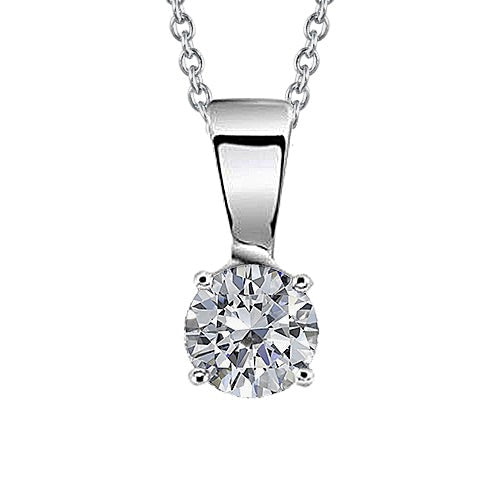 Echt Rundschliff-Aus der Erde Abgebauter Natürlicher Diamant-Halsketten-Anhänger 1,50 Karat Vier-Zacken-Set WG 14K