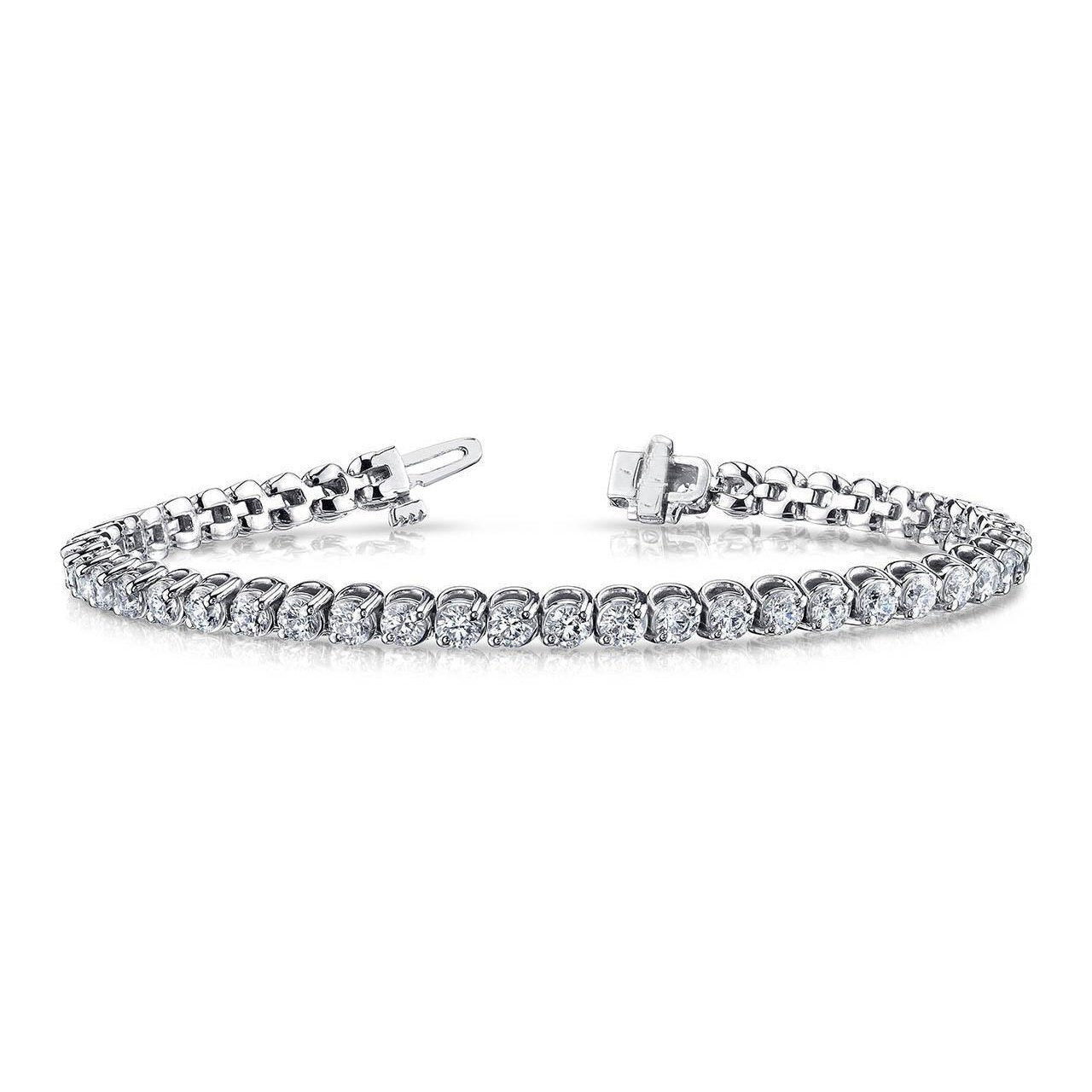 Echt Rundschliff-Aus der Erde Abgebauter Natürlicher Diamant-Tennis-Armband 6,75 Karat Zweistift-Set WG 14K