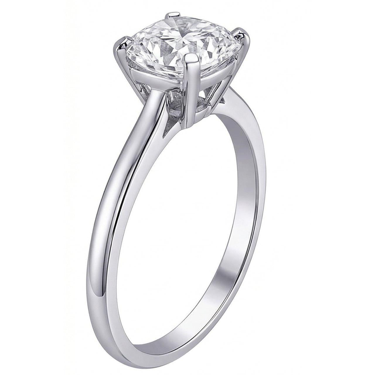 Echt Solitaire Aus der Erde Abgebauter Natürlicher Diamant 2.01 Karat Kissen-Aus der Erde Abgebauter Natürlicher Diamantring