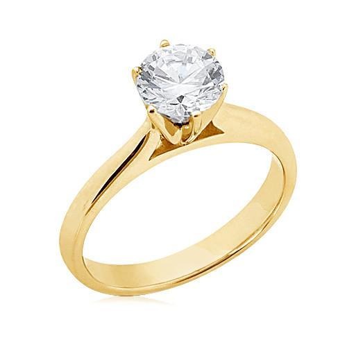 Echt Solitär-Aus der Erde Abgebauter Natürlicher Diamant-Verlobungsring Gelbgold 1,51 ct.