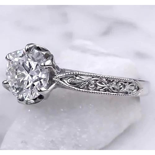 Echt Solitär-Diamantring 2 Karat Filigran Milgrain