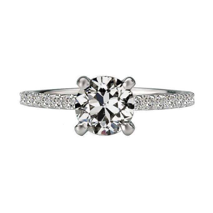 Echt Solitärring mit Akzenten runder alter Bergmannsdiamant 4.50 Karat