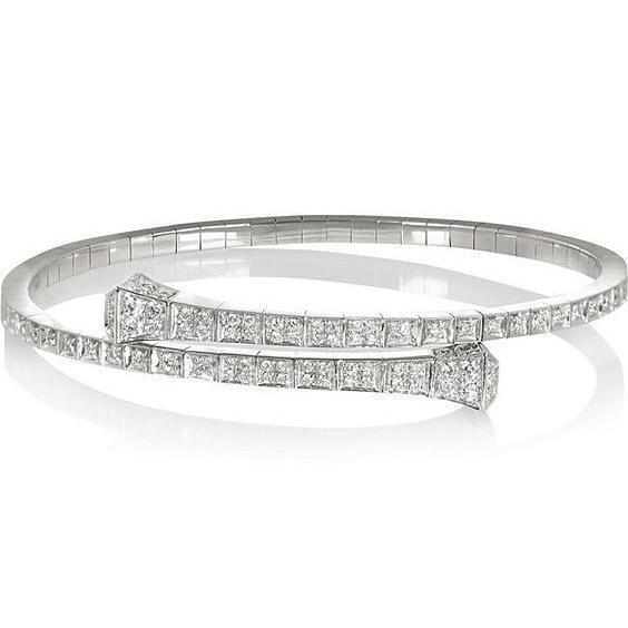 Echt schöner runder Aus der Erde Abgebauter Natürlicher Diamant-Armreif aus 3 Karat Weißgold