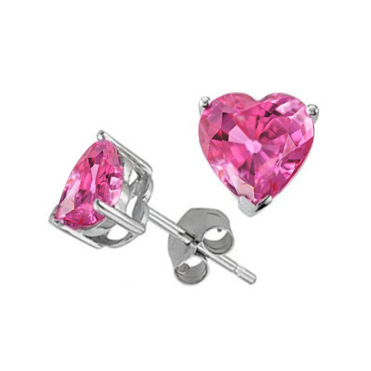 Weißgold 14K 3 Kt Herzform Rosa Saphir Ohrstecker Neu - harrychadent.de