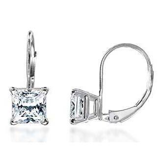 2 karat f vs1 princess cut diamant ohrringe leverback eurowire 14k weißgold