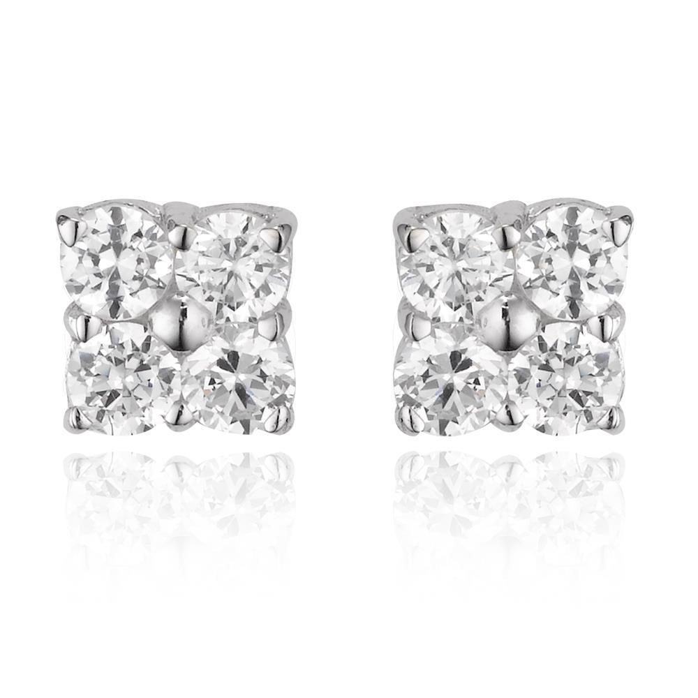 Echte 4-Karat-Aus der Erde Abgebauter Natürlicher Diamant-Ohrstecker im Rundschliff für Damen aus 14-karätigem Weißgold