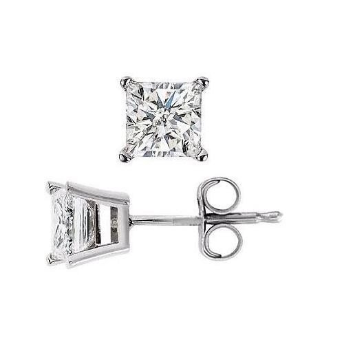 4 Krappen Set Princess Diamant Ohrstecker 2,20 Karat Weißgold 14K - harrychadent.de