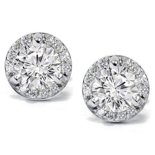 Echte Halo-Ohrstecker für Damen mit Aus der Erde Abgebauter Natürlicher Diamanten im Rundschliff von 3,80 Karat