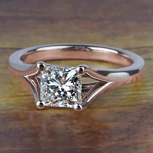 Roségold 14K 1 Karat Princess Cut Diamant-Verlobungsring Split Shank - harrychadent.de