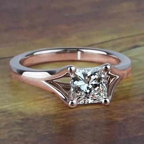 Roségold 14K 1 Karat Princess Cut Diamant-Verlobungsring Split Shank - harrychadent.de