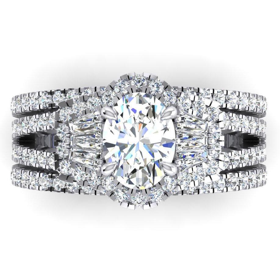 4.50 Karat Diamant-Jubiläumsring im Ovalschliff mit geteiltem Schaft - harrychadent.de
