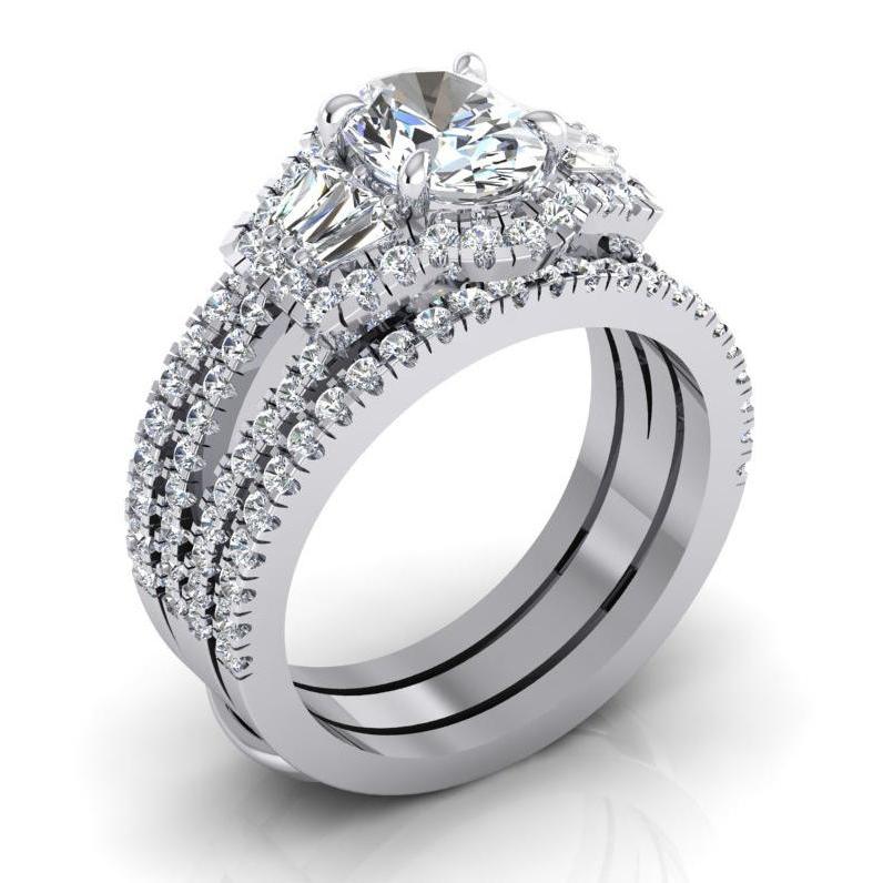 4.50 Karat Diamant-Jubiläumsring im Ovalschliff mit geteiltem Schaft - harrychadent.de