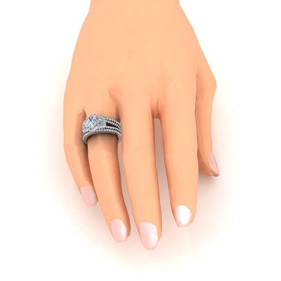 4.50 Karat Diamant-Jubiläumsring im Ovalschliff mit geteiltem Schaft - harrychadent.de