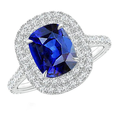 Echter Ceylon-Saphir-Halo-Ring