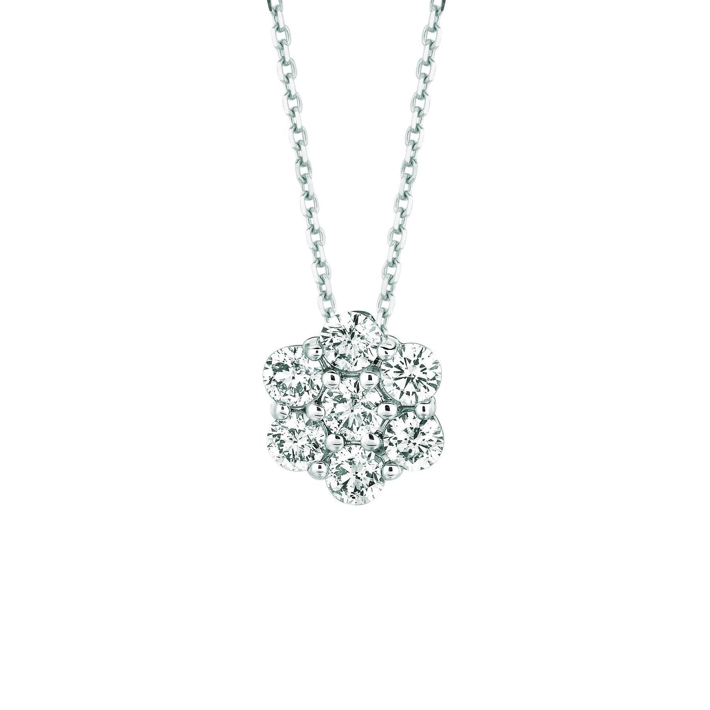Echter Aus der Erde Abgebauter Natürlicher Diamant-Blumen-Halskettenanhänger, 1,75 Karat 14 Karat Weißgold