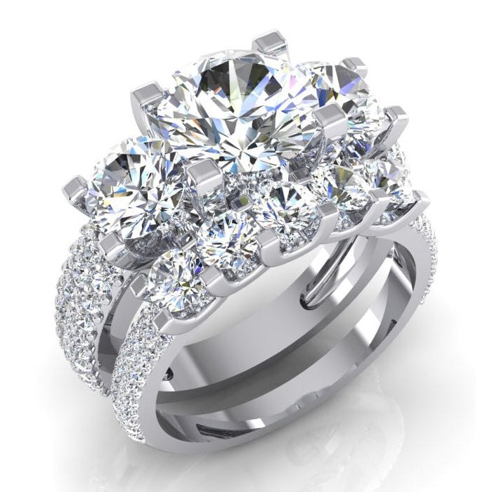 Diamanten Pave Verlobungsring 4,11 Karat Weißgold 14K Neu