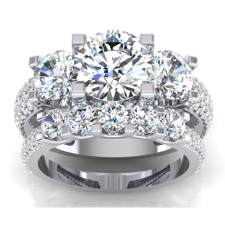 Diamanten Pave Verlobungsring 4,11 Karat Weißgold 14K Neu