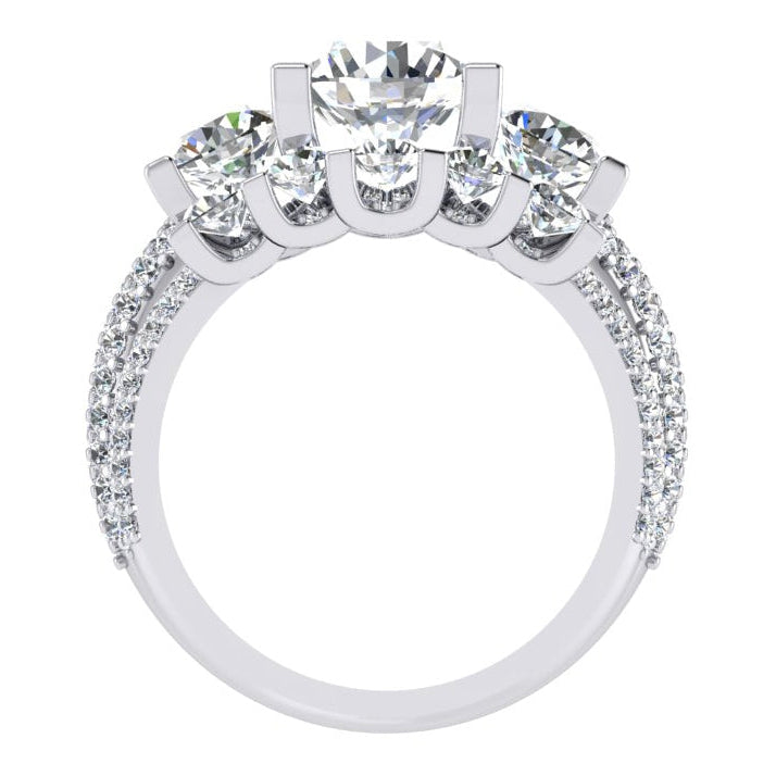 Diamanten Pave Verlobungsring 4,11 Karat Weißgold 14K Neu