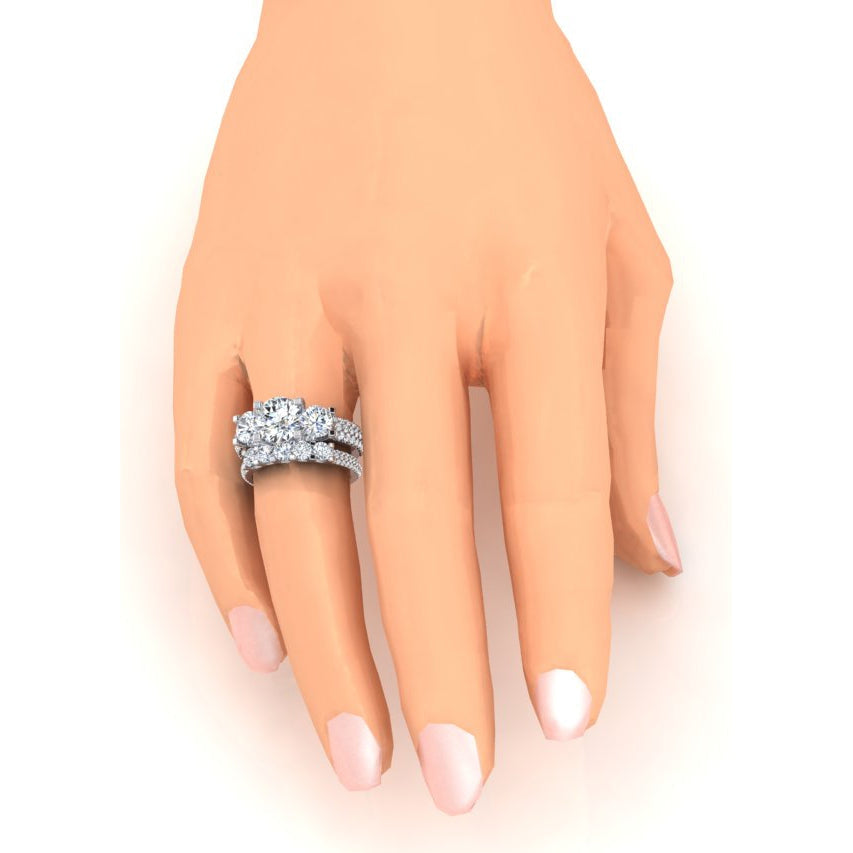 Diamanten Pave Verlobungsring 4,11 Karat Weißgold 14K Neu