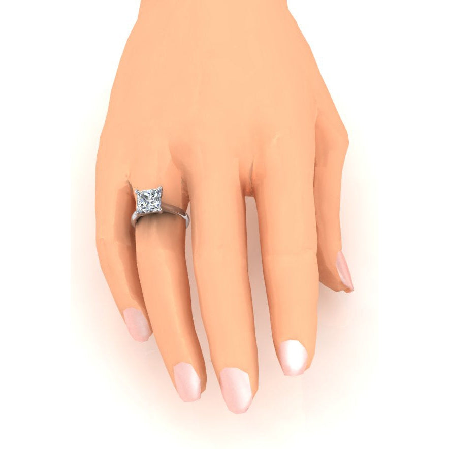 Prinzessinnenschnitt Solitaire Verlobungsring 2,50 Karat