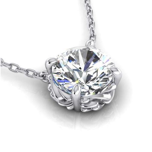 3 Karat großer runder Diamant-Halsketten-Anhänger aus massivem Weißgold 14K - harrychadent.de