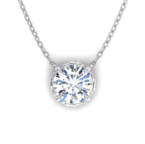 3 Karat großer runder Diamant-Halsketten-Anhänger aus massivem Weißgold 14K - harrychadent.de