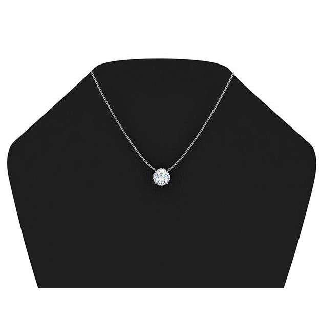 3 Karat großer runder Diamant-Halsketten-Anhänger aus massivem Weißgold 14K - harrychadent.de