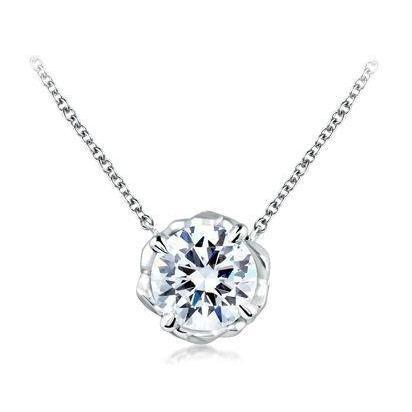3 Karat großer runder Diamant-Halsketten-Anhänger aus massivem Weißgold 14K - harrychadent.de
