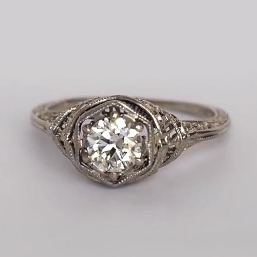 Solitärring Alter Minenschliff Runder Diamant Vintage Style 1 Karat - harrychadent.de