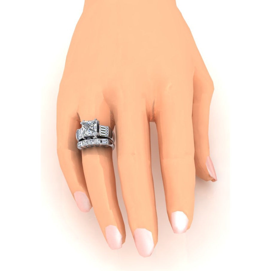 Großer Diamantring 4,50 ct. Diamant-Drei-Steine-Gold-Verlobungsring